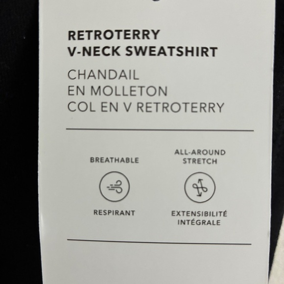 Athleta Retroterry V-Neck Sweatshirt Tee Sleeveless Black Medium - Picture 13 of 16